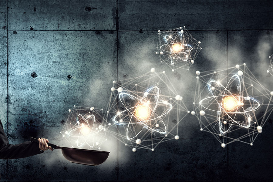 Image of science coming out of cooking pan