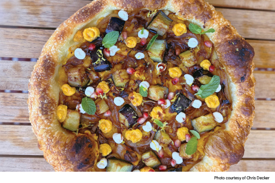 Caramelized Onion and Roasted Butternut Squash Pizza, on deck, Chris Decker, pizza recipe