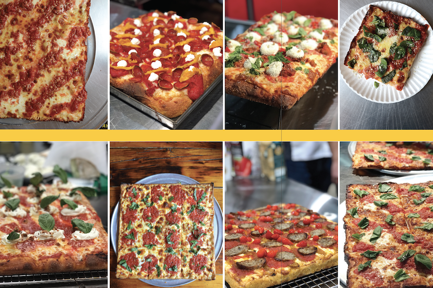 grandma and sicilian pizza styles, grandma pizzas, sicilian pizzas